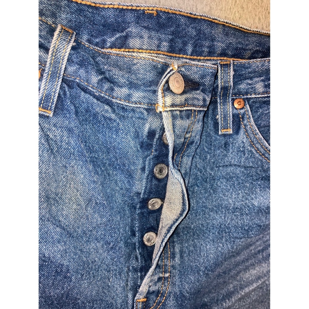 Levi's 501 Shorts Women 34 Blue High Rise Button Fly Jorts Medium Wash Timeless - Picture 9 of 16